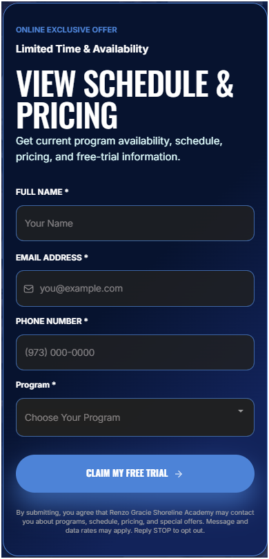 Schedule and pricing form